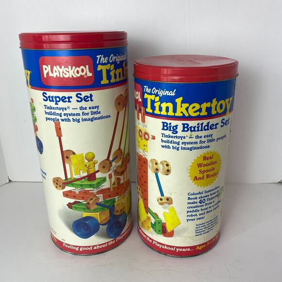 Vtg 1986 Playskool Tinkertoy Super Set & Big Builder Set Random Pieces in Each - Picture 10 of 12
